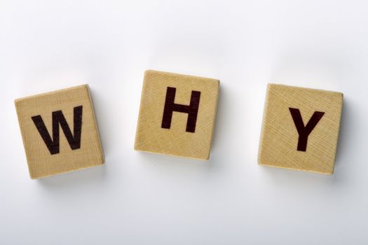 Wood magnets spelling "WHY"