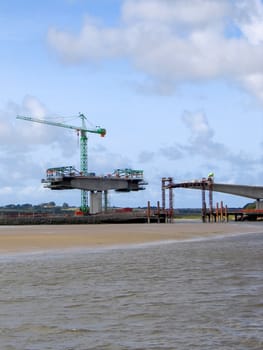 Bridge construction over a river