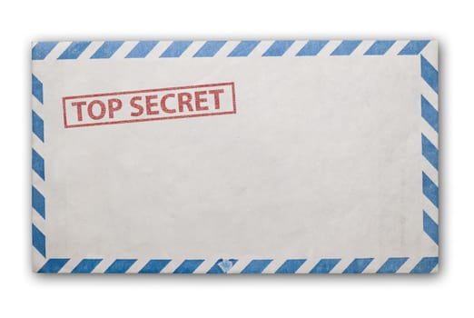 Open  envelope with top secret stamp, clipping path excludes the shadow. 