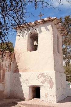 Old adobe church in Fiambala, Catamarca, in the countryside of Argentina. 