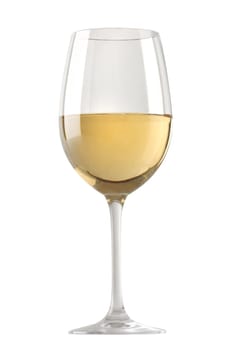 White wine glass isolated over white background