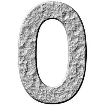 3d stone number zero isolated in white