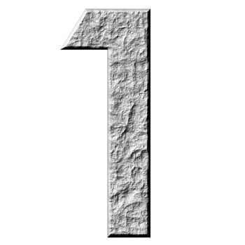 3d stone number one isolated in white