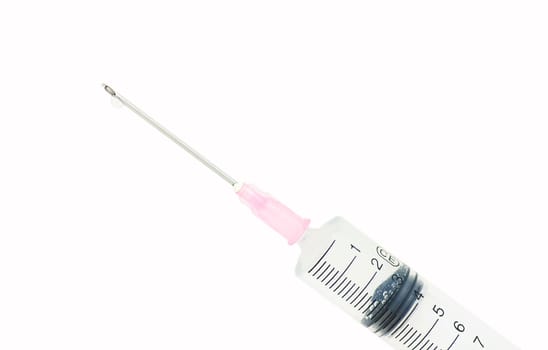 Syringe with hypodermic needle isolated on white background