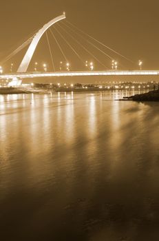 It is a beautiful and colorful bridge.