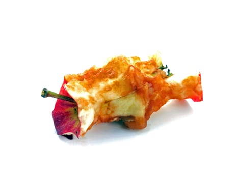 Apple core on a plain white background.