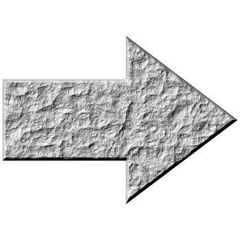3D stone arrow isolated in white