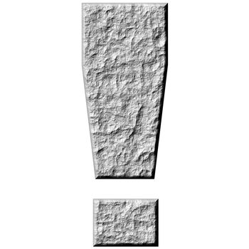 3d stone exclamation mark isolated in white