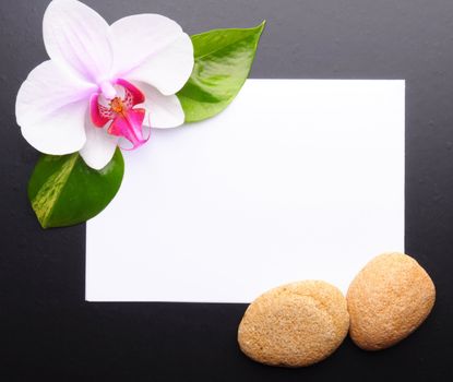 zen or spa stones with blank and empty copyspace paper