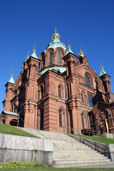 Uspenski Cathedral, built in the Russian Byzantine style in 1862-1868, is the biggest Orthodox church in western Europe.