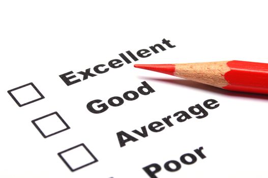 customer service survey with red pencil and checkbox showing satisfaction concept