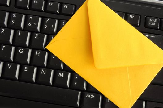 email concept with envelop computer keyboard and copyspace