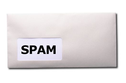 spam mail or e-mail concept with word on evelope