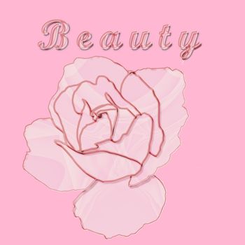The concept of beauty illustrated by a glass rose on pink - a raster illustration. 