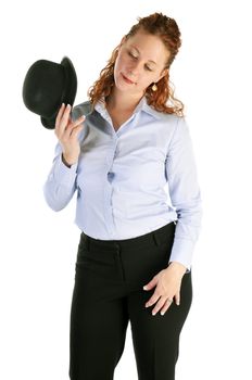 Woman with a derby hat