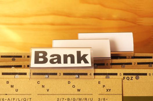 bank or banking word on tab folder showing finance or financial success concept