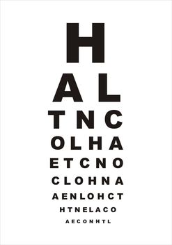 vector eye test chart with letters on white background