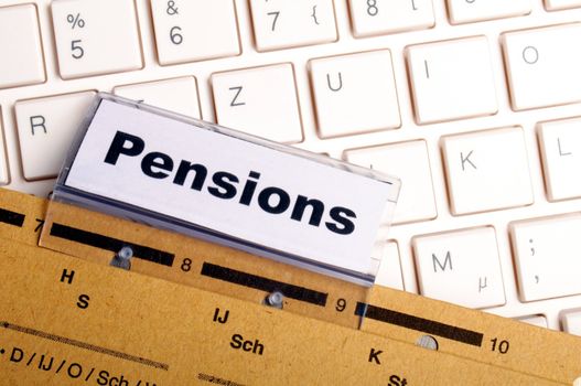 pension pension or retirement concept with word on business office folder index