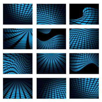 collection of modern abstract blue and black mesh backgrounds
