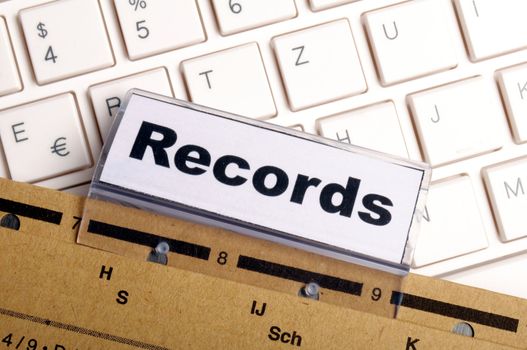 records word on business folder index showing office concept