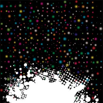 Brightly colored background with white ink splat with copy space