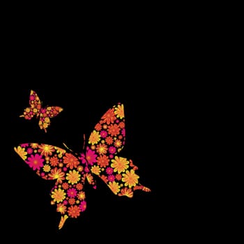 bright Floral inspired butterfly background with copy space