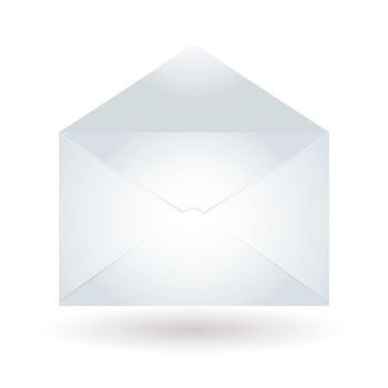 Plain white envelope with flap open creating shadows