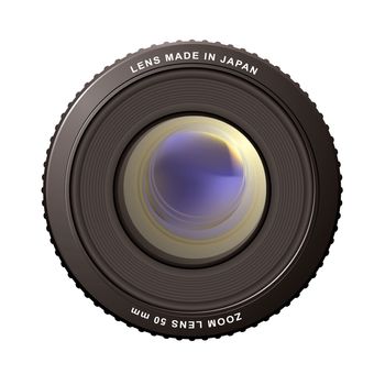 illustrated close up of a camera zoom lens with reflections