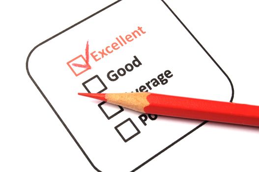 checkbox and pencil showing science education research or customer satisfaction survey concept