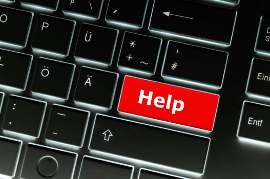 word help on computer keyboard key showing question concept