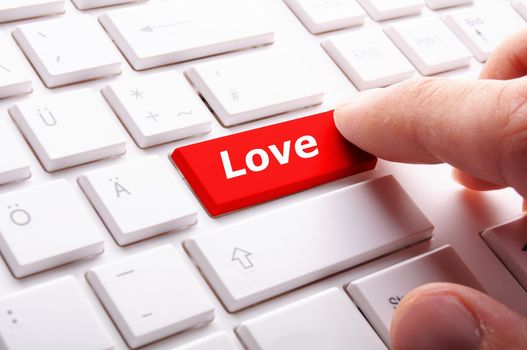 love on key or keyboard showing internet dating concept