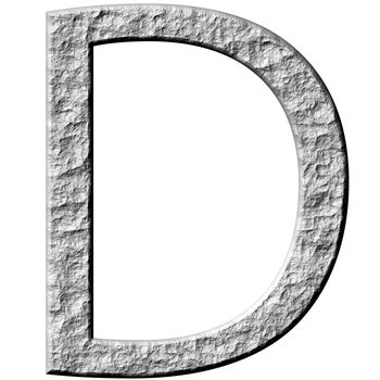 3d stone letter D isolated in white