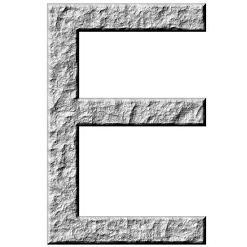 3d stone letter E isolated in white