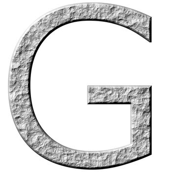 3d stone letter G isolated in white