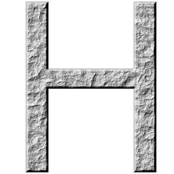 3d stone letter H isolated in white