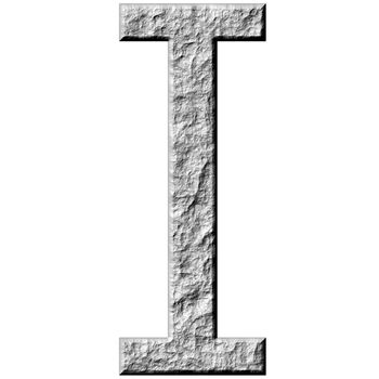 3d stone letter I isolated in white