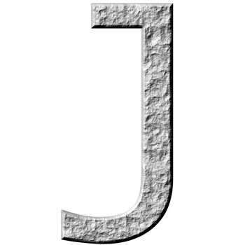 3d stone letter J isolated in white