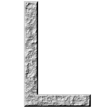 3d stone letter L isolated in white