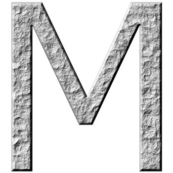 3d stone letter M isolated in white