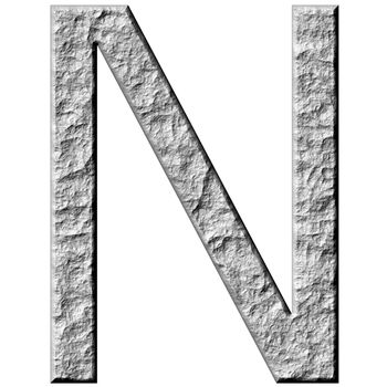 3d stone letter N isolated in white