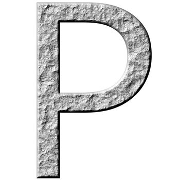 3d stone letter P isolated in white