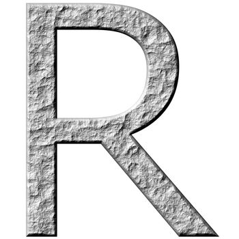 3d stone letter R isolated in white