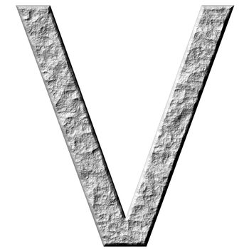 3d stone letter V isolated in white