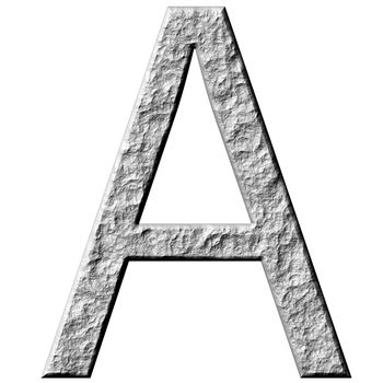 3d stone letter A isolated in white