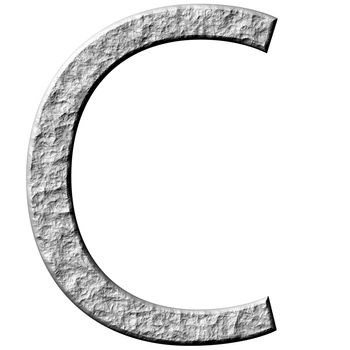 3d stone letter C isolated in white