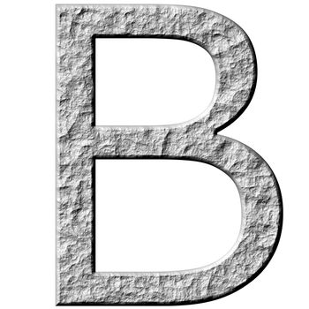 3d stone letter B isolated in white