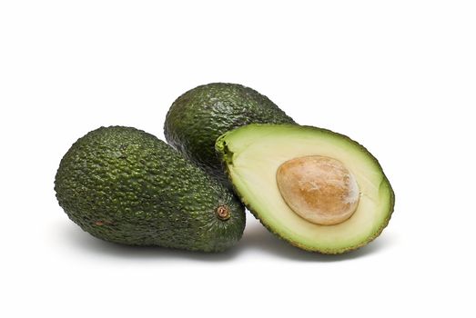 Avocados isolated on a white background.