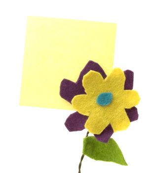 Handmade flower with a sticky note attached to the back. Can be filled out as wanted.