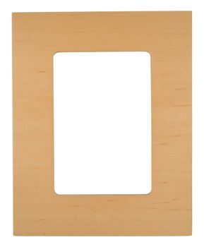 Wooden photo frame on a white background with copy space