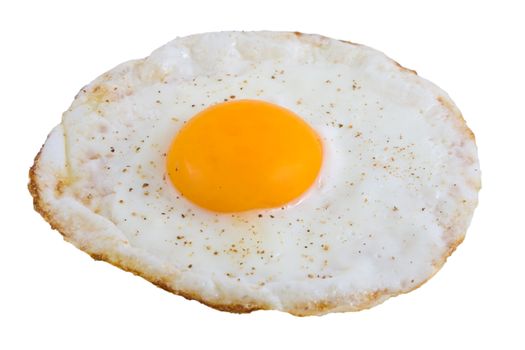 Closeup of Fried Egg isolated over white background